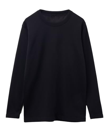 [NAVY] [ネイビー] 裏起毛 アンダーシャツ メンズ 裏シャギー 保温 ストレッチ インナー 下着 肌着 ブラック:XL