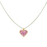 Sonateomber Pink Heart Pendant Necklace for Women Gold Dainty Chain Cute Red Crystal Rhinestone Love Heart Dangle Necklaces Wedding Valentines Prom Jewelry Gift for Mother Her