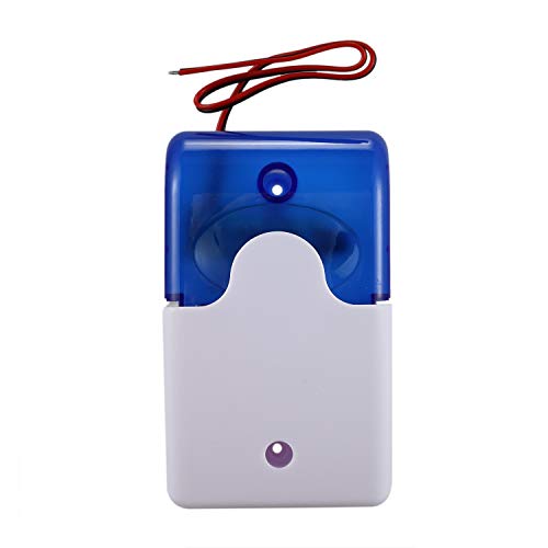 Uikdjgu Mini Sirena de Advertencia EstroboscóPica con Cable Dc 12V Alarma de Sonido Luz Intermitente Sirena de Sonido Bocina de Alarma Seguridad para Hogar 115Db Azul
