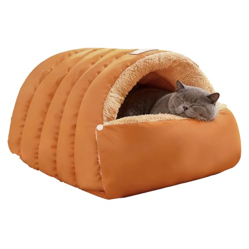 Escondite gato cama – Casa semi cerrada suave, alfombra lavable para perros y animales | para gatitos Perros Dormir Casa Viajes Sala Dormitorio Suelo Refugio Interior Confort