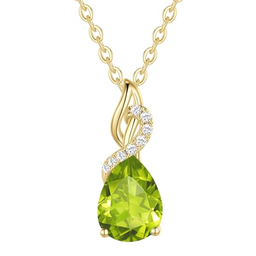 FANCIME Peridot Necklace 14K Solid...