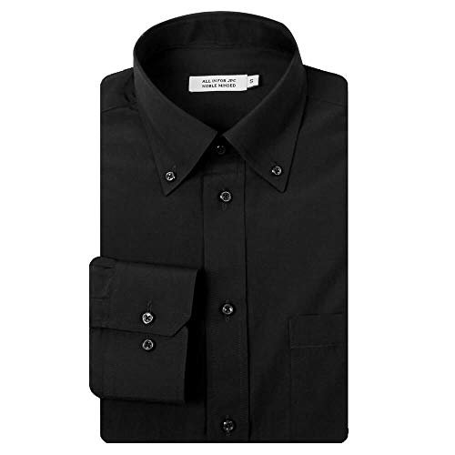 [アトリエサンロクゴ] ワイシャツ 長袖 形態安定 ビジネス カジュアル 制服 ユニフォーム メンズ y9-7-9-1 ブラック-ボタンダウン 日本M(日本サイズM相当) - atelier365(アトリエサンロクゴ) - 商品画像