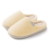 HUXMEYSON Women's Warm Slippers Yellow 11-12, Cozy Slippers for Women Indoor Fluffy Outdoor Slippers with Anti-Skid Sole