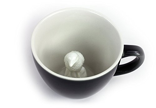 Creature Cups Crow Ceramic Cup (11 Ounce, Dark Grey) | Hidden Creepy Animal Inside | Halloween, Holiday and Birthday Gift for Coffee & Tea Lovers