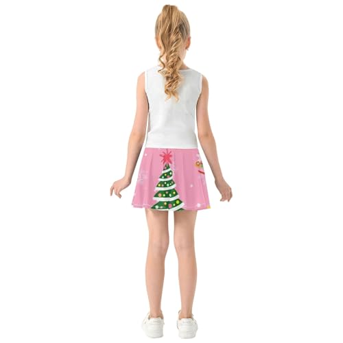Joisal Christmas Trees Pink Athletic Shorts Girls Skorts Kids Tennis Skirts Cartoon Flowy Skort 3t4