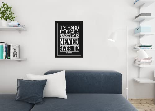 Image of Motivational Poster Its Hard To Beat A Person Who Never Gives Up By Babe Ruth Sports Workout Inspirational Posters Quote Cool Wall Art Print Poster 24x36