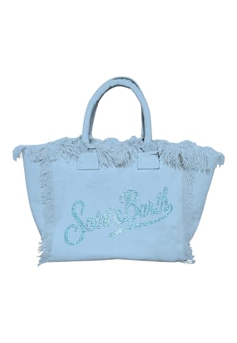 Sac à main pour femme en coton Saint Barth Mc2 grand cabas bleu haut de gamme