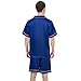 Men's Satin Pajama Set Short Sleeve Silky Pajama scanties Button Down Sleepwear Multicolor Silkyy Men's Pajama Set(blue-M)