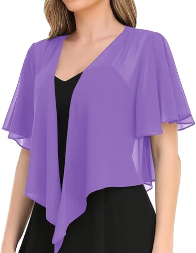 Women's Solid Puff Sleeve Kimono Short Cardigan Loose Cover Up Casual Blouse Top Chiffon2