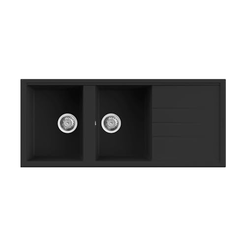 Due vasche con gocciolatoio: Le vasche di questo lavandino per cucina hanno dimensioni di 35x43 cm, con un fondo ampio e profondo di 20 cm di altezza e pendenza unica e angoli interni smussati senza spigoli vivi