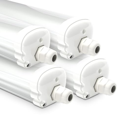 HOFTRONIC - 4er Pack LED Feuchtraumleuchte 120cm IP65-36W 4320 Lumen - 4000K Neutralweiß - Verknüpfbar - Kellerleuchte, Nassraumleuchte - Feuchtraum...