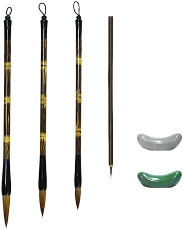 Chinese Calligraphy Brush Set - Bamboo Handle, Wolf Hair, For Sumi, Kanji, Watercolor