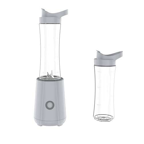 Tognana Iridea, mixeur avec 4 lames et 2 gobelets portables avec couvercle, plastique-acier inoxydable, gris perle
