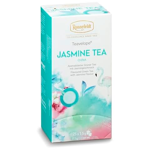 Ronnefeldt Teavelope Jasmine Tea - Green Tea Bags Individually Wrapped, 25 Count - Natural Flavored Green Tea with Jasmine Flavor - Hot or Iced Cover