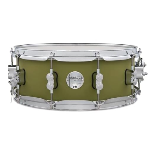 Pacific Drums Caja Arce Conceptual 35.6x14 cm, Oliva satinado, casco arce europeo 10 capas, herrajes DW