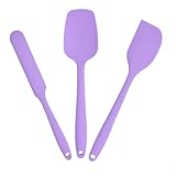 Spatulas Silicone Heat Resistant, Rubber Spatula Food Grade, Handle with Ergonomic Grip Kitchen Utensils Set,Nonstick Silicona Cooking Utensils Set for Cooking and Mixing 3Pacs Purple