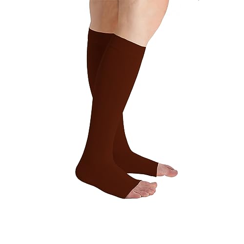 Image of Juzo Soft 15-20 mmHg Compression Stockings, Knee High, Open Toe | Compression Socks for Women / Men for Tired, Aching or Swollen Legs, Minor Varicosities