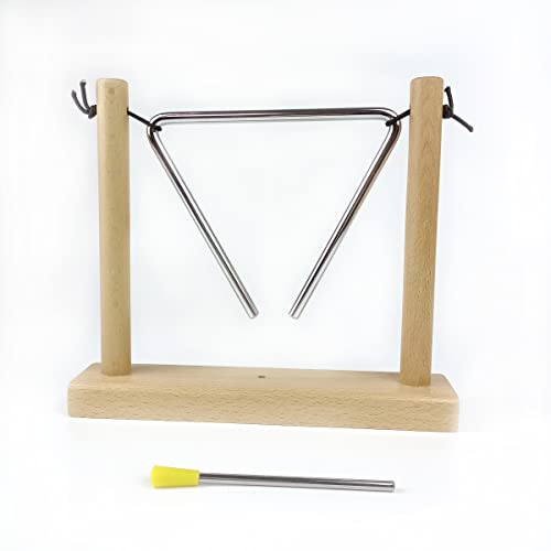 Loonelo Musical Triangle Instruments With Striker And Wooden Stand,Hand Percussion Triangles Musical Instrument For Music Enlightenment (Wood-1) #TOP1