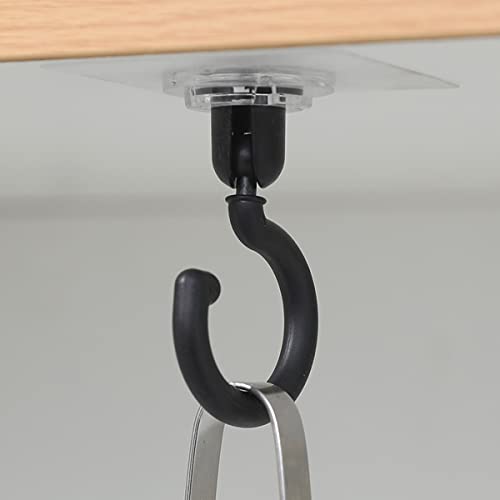 JTWEB Crochet de Plafond Ventouses Pivotant 360°, Kit de Suspension en ABS Crochet Auto-adhésif Capacité de Charge 2~3kg,sans Perçage pour Salle de Bain, Cuisine, Carrelage Mural, Verre, Miroir(Noir) Cover