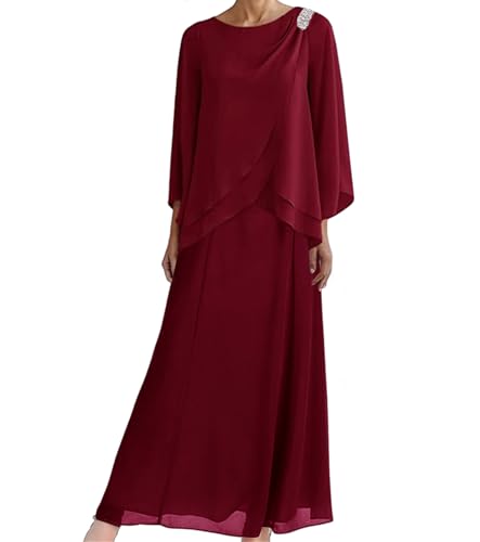 Mother of The Bride Dresses for Wedding-Long Evening Formal Dress Chiffon Wedding Guest Groom Dresses Tiered Beaded3