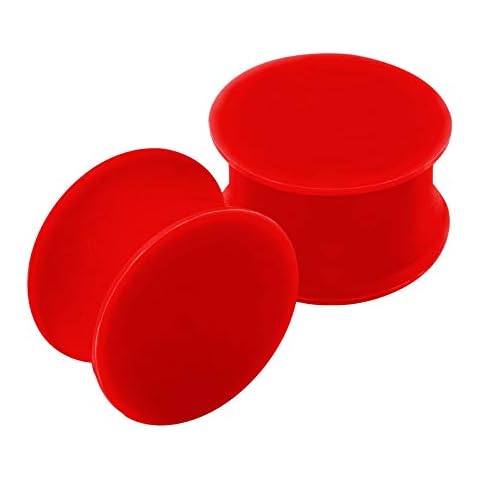 BanaVega 2PCS Silicone Red 5/8 inch 16mm Double Flared Saddle Unique Ear Ring Stretcher Lobe Gauge Plug Piercing Jewelry 2727 Cover