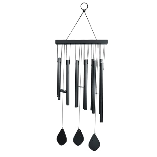Image of ZAICUS Wind Chime for Home Balcony Decor - Positive Energy Gift Item (Black 12 Pipe)
