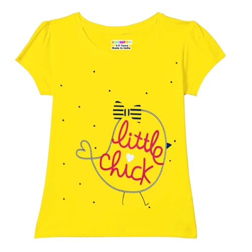 Image of Kuchipoo Girls Half Sleeves Regular Fit Cotton T-Shirt