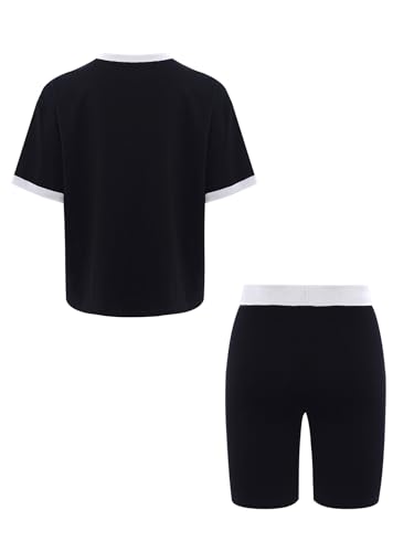 Kids Girls 2Pcs Summer Sports Workout Running Suit Number Printed Sporty Shirts and Shorts Set2