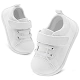 FEETCITY Baby Canvas Shoes Baby Walking Shoes Boys Girls Slip On Sneakers Infant First Walking Shoes Newborn Crib Shoes White