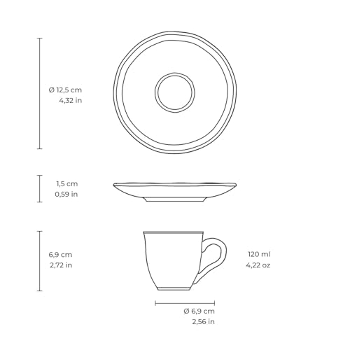 Encontraproduto.com.br - Xícara de Café com Pires Daily Shiny Stoneware 70ml Porto Brasil Bege