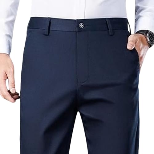 Men's Wrinkle Resistant Business Dress Pants Stylish Slim Fit Suit Pants Stretchy Casual Work Pants​4