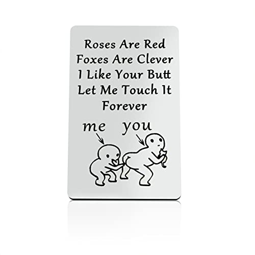 Dabihu Anniversary Card Gift for Him Her Metal Wallet Card Couple Gift Funny Gift for Girlfriend Boyfriend Valentines Day Jewelry Birthday Wedding Gift for Husband Wife Let Me Touch it Forever