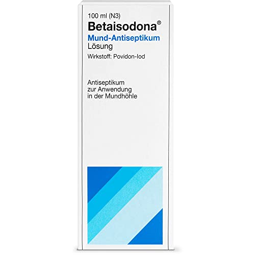 Betaisodona® Mund-Antiseptikum 100 ml, Lösung gegen Bakterien, Pilze oder Viren zum Gurgeln und Spülen, mit PVP-Iod – gut verträglich für die Schleimhaut – milder Geschmack – färbt Zähne nicht
