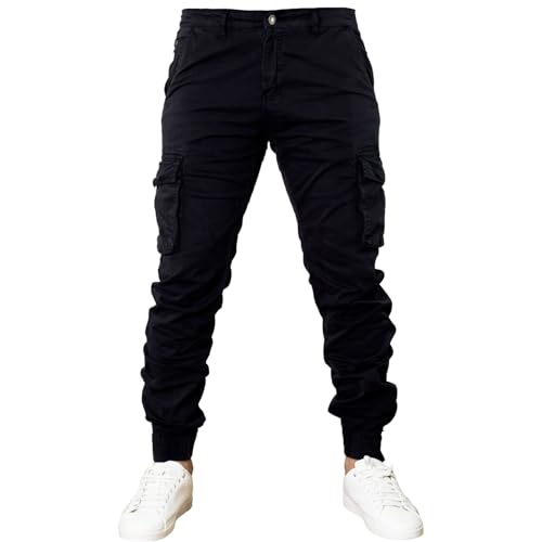 Toocool Pantalons pour Hommes, Pantalon Cargo en Coton pour Hommes, Pantalon avec Poches Latérales, Pantalons de Travail G6538 [34/TG 44,G6570 Noir]