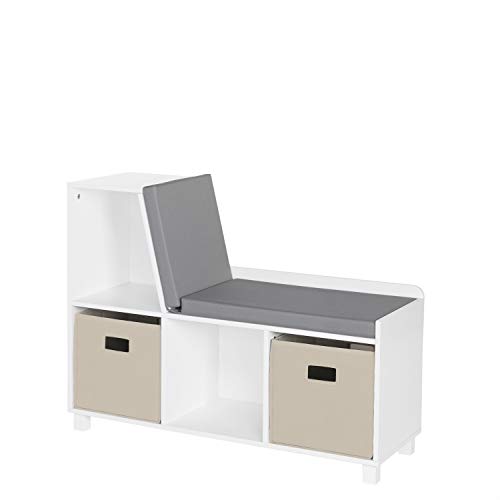 RiverRidge Kids Reading Nook and White Cubby Storage Bench with
