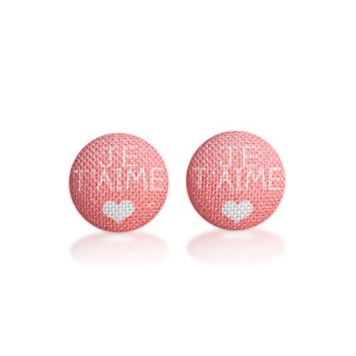 Je T'Aime Fabric Button Earrings