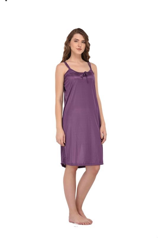 Image of You Forever Women Sexy Satin Striped Solid Above Knee Length Nighty, Loungewear, Nightwear, Sleepwear, Home Wear Short Nighty for Women Pack of 2