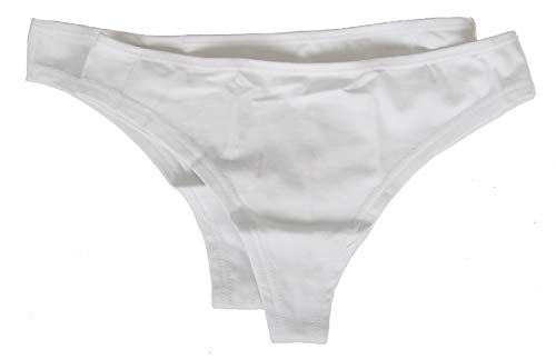 Slip brazilian femme Ragno en coton stretch blanc lot de 2