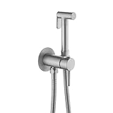 FQYEP Set Composto da Idroscopino Bidet Portatile Miscelatore per Bidet Tubo Doccia Acqua Calda E Fredda,Spazzolato
