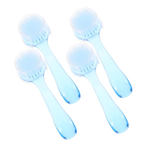 Ipetboom 4piezas Cepillo de Uñas Redondo Mango de Herramienta de Manicura Cepillo Facial para Limpieza de Uñas Caseras