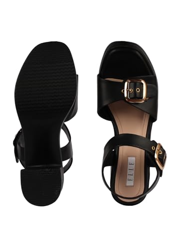 Image of ELLE Women's Block Heel Backstrap Sandal with Buckles details