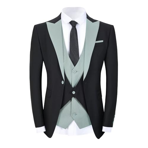 Wangyue Men's Tuxedo Suits Slim Fit 3 Piece Suit Formal Wedding Groomsmen Suit Prom Tuxedo Set2