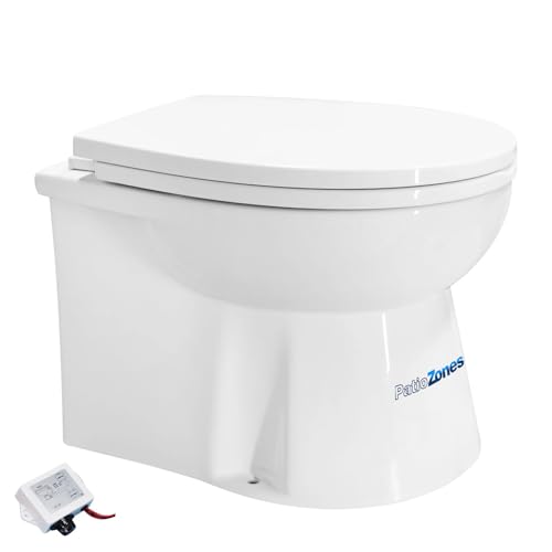 Image of 24V Electric Marine Toilet, Built-In Macerator Pump, Smart Flush Control | Compact Design Bowl, Quiet Maceration Flush, Soft-Close Lid, Comfort Seat Height Ideal for RV /Boats /Yachts Small Space