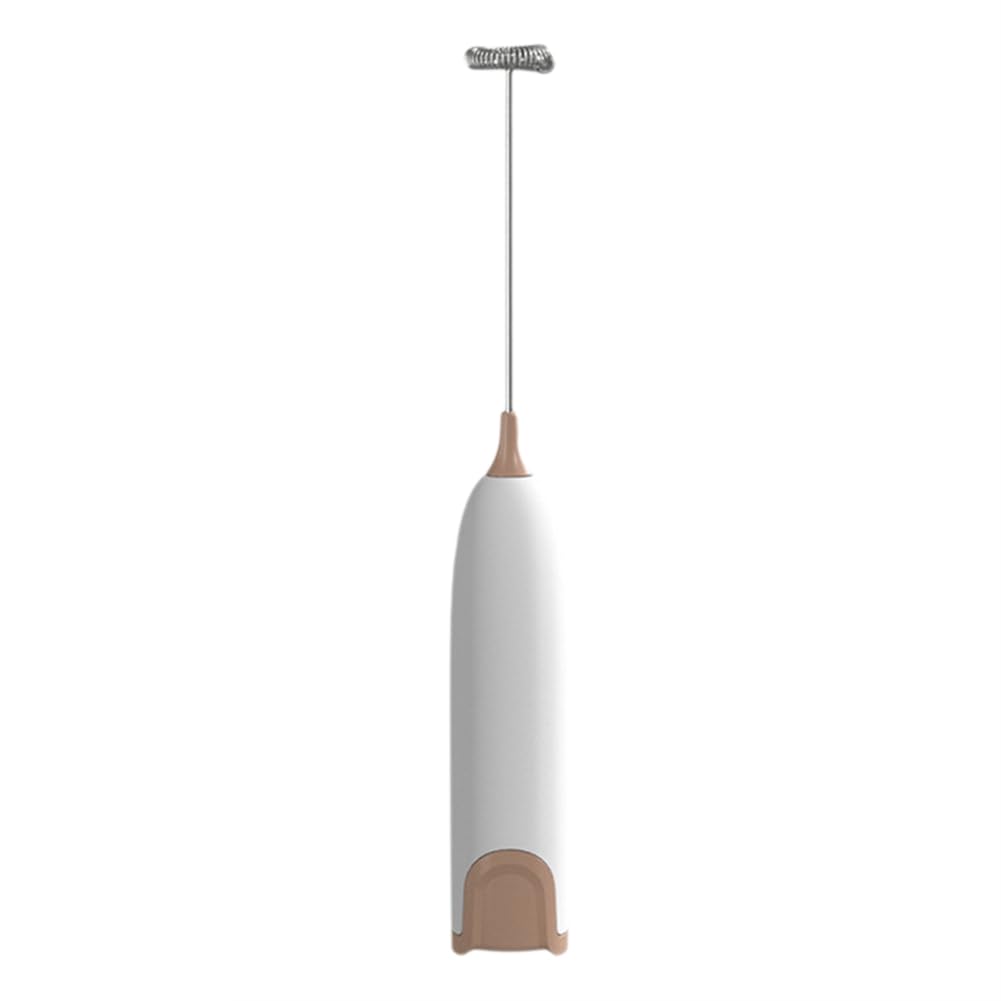 Awwertse White Electric Handheld Stainless Steel Blender Milk Frother Egg Beater Dry Cell Coffee Stirring Stick