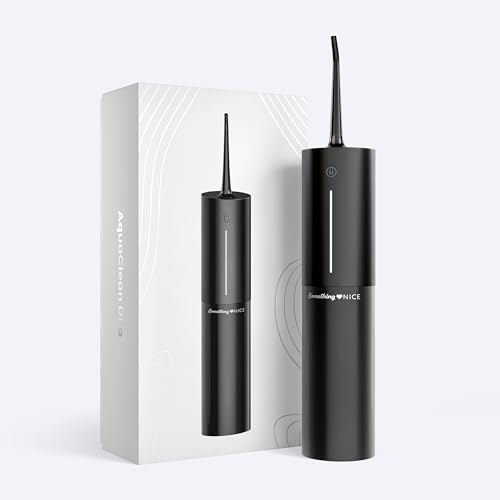 SOMETHING NICE AquaClean Duo Water Flosser - Portable, Waterproof, Includes Nozzles, Magnetic...