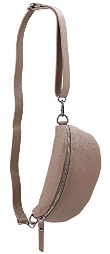 SH Leder ® echt Leder Hüfttasche Damen Herren Unisex Gürteltasche für Festival Reise Bauchtasche kleine Crossbody Bag Frauen Ledertasche 23x12cm AVA G292 (Nude)