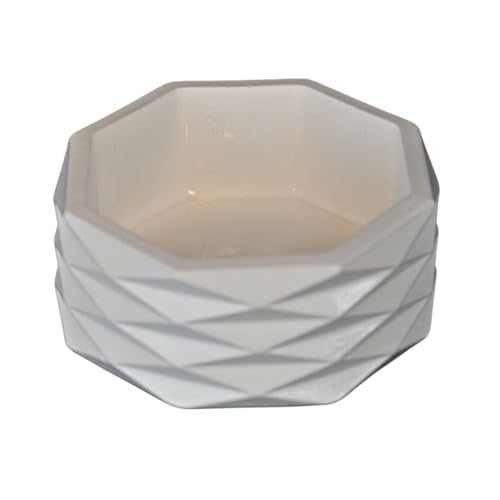 Image of White Geometric Indoor Planter - Small Pot with Faceted Diamond Pattern - Made in Mix Media - More Than 50% Earth Friendly (remaining Cement)