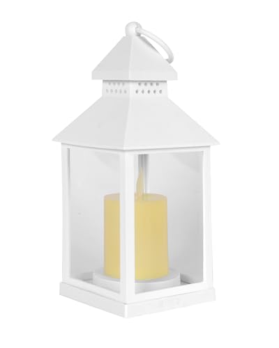 Image of Homesake 1 Pc Flameless and Smokeless Acrylic Antique LED Hurricane Lamp Wall Hanging for Home, Living Room Corner, Festive Decor, Diwali Decoration for Home, Classic, White