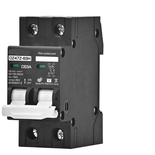 Disjoncteur 2P DC 500V 63A protection circuit solaire photovoltaïque et onduleur continu
