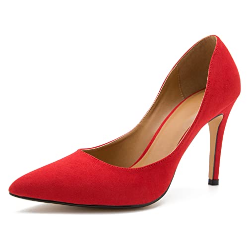 Image of Women's Men's Pointed Toe High Heel Pumps, Slip On, 3.94 Inch Stiletto Heel